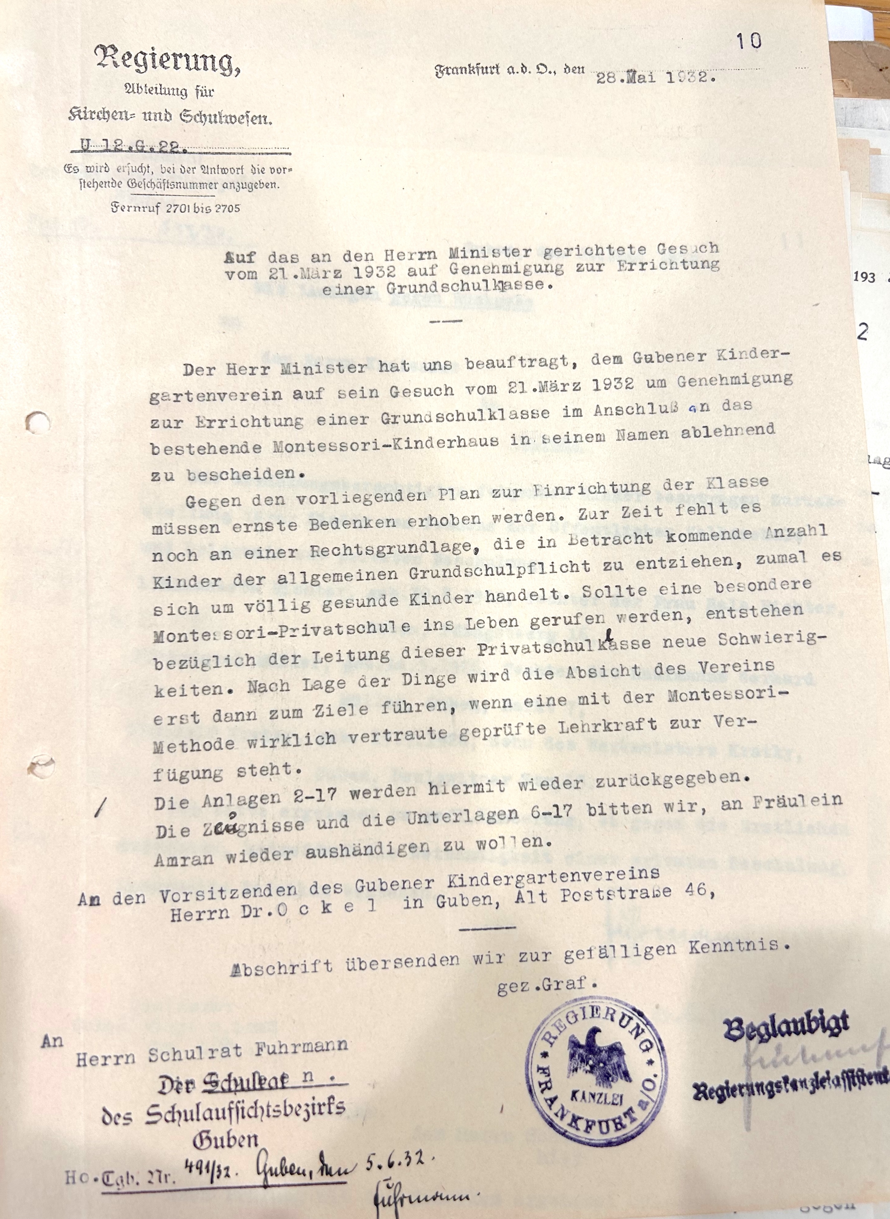 Ablehnung Schulversuch Guben