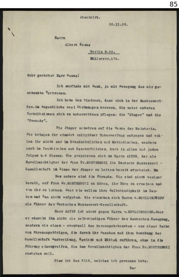 Haber an Gosse 26.11.1929