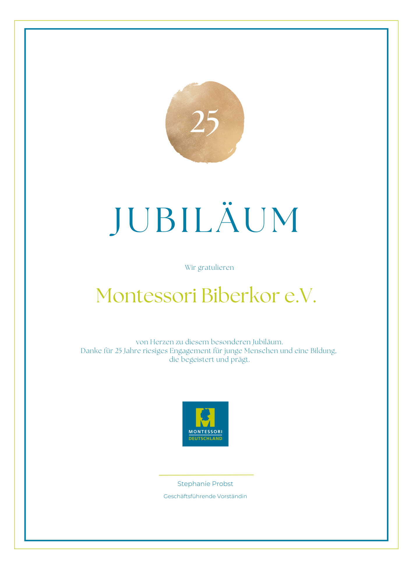 Jubiläumsurkunde